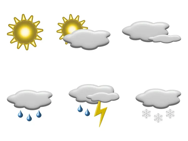 Conjunto Iconos Meteorológicos Noticias Meteorológicas Ilustración Tiempo Estaciones Pronostican Símbolos — Archivo Imágenes Vectoriales