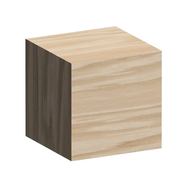 Cube Bois Isolé Sur Fond Blanc Vecteur Rendu — Image vectorielle