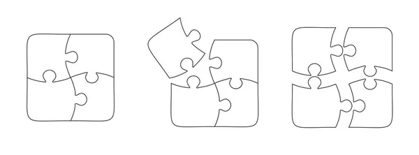 Set Puzzleteile Puzzle Puzzle Auf Weißem Hintergrund Rätsel Raster Leere — Stockvektor