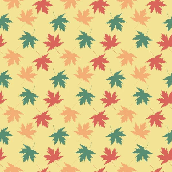 Seamless Pattern Autumn Falling Maple Leaves — Stock Vector
