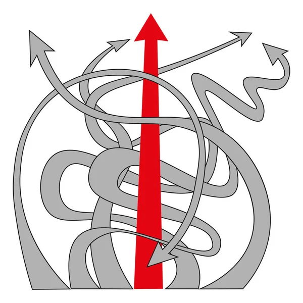 Eine Reihe Von Grauen Und Roten Handgezeichneten Pfeilen Unterschiedlicher Form — Stockvektor