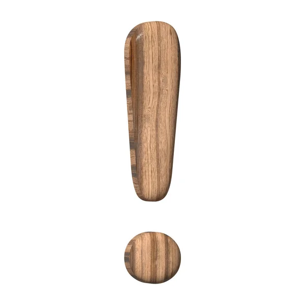 Drewniany Wykrzyknik Białym Tle Renderowane Brązowej Tekstury Drewna Ilustracja — Zdjęcie stockowe