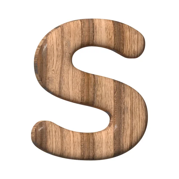 白い背景に木製の文字S 茶色の木の質感でレンダリングされた3D 3Dイラスト — ストック写真