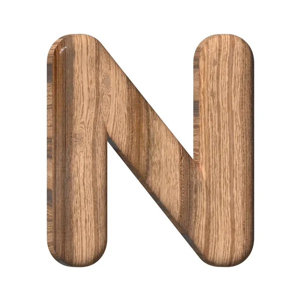 白い背景に木製の文字N 茶色の木の質感でレンダリングされた3D 3Dイラスト — ストック写真