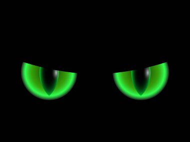 Ürkütücü korkunç canavarlar. Cadılar Bayramı arka planında izole edilmiş yeşil gözler. Cadılar Bayramı kutlaması için dekorasyon elementlerinin temsilcisi. Tasarımınız için ürkütücü Cadılar Bayramı dekorasyon ögesi.