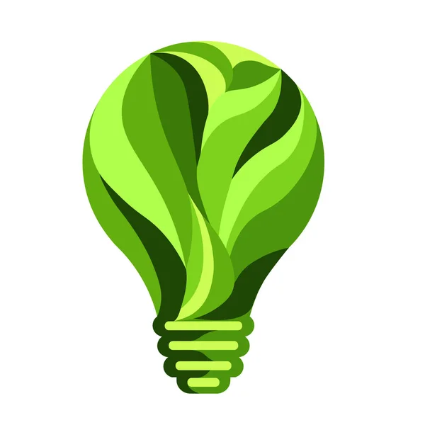 Glühbirnen Symbol Grünes Konzept Grüne Energie Ikone Grüner Naturstrom Blattenergie — Stockvektor