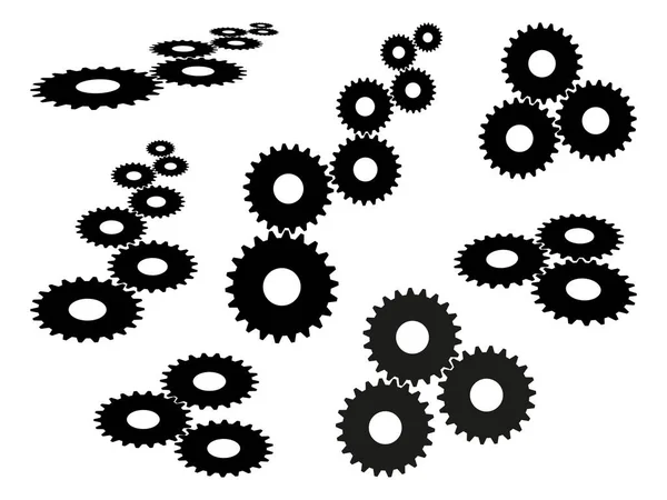 Набір Шестерень Розвиток Бізнесу Концепція Командної Роботи Логотип Колеса Механізму — стоковий вектор
