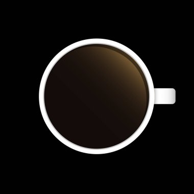 Mesajın için en iyi kahve fincanı manzarası. Taze espresso ikonu. Vektör illüstrasyonu siyah arkaplanda izole edildi