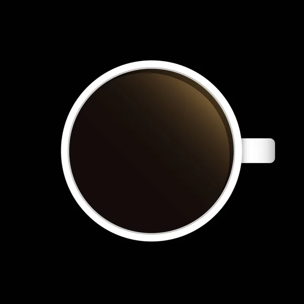 顶部的咖啡杯与地方为您的文字 新鲜的浓缩咖啡图标 在黑色背景上孤立的向量图 — 图库矢量图片