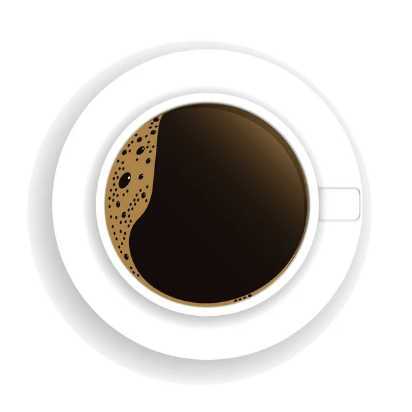 顶部的咖啡杯与地方为您的文字 新鲜的浓缩咖啡图标 在白色背景上孤立的向量图 — 图库矢量图片