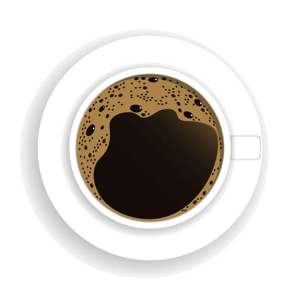Widok Góry Filiżanki Kawy Miejscem Tekst Świeża Ikona Espresso Ilustracja — Wektor stockowy