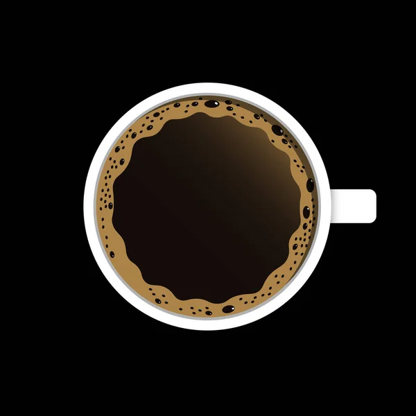 Top view of coffee cup with place for your text. Fresh espresso icon.  Vector illustration isolated on black background