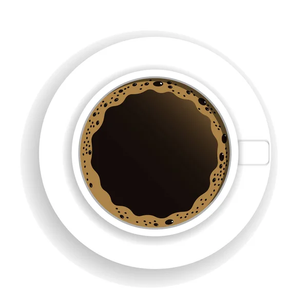 顶部的咖啡杯与地方为您的文字 新鲜的浓缩咖啡图标 在白色背景上孤立的向量图 — 图库矢量图片