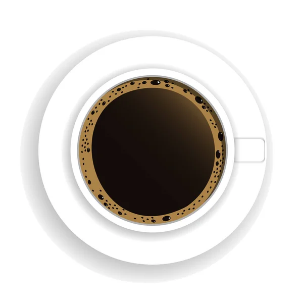 Bovenaanzicht Van Koffiebeker Met Plaats Voor Tekst Verse Espresso Icoon — Stockvector