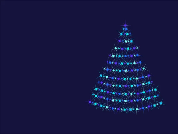 Arbre Noël Motif Brillantes Particules Multicolores Scintillantes Magiques Néon Étincelles — Image vectorielle