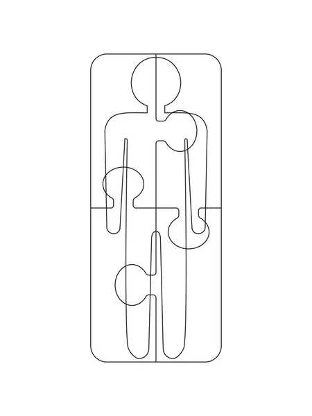 Bir dizi insan biçimli yapboz parçası. Beyaz arka planda yapboz. Otizm bulmacasının sembolik parçaları. Vektör illüstrasyonu