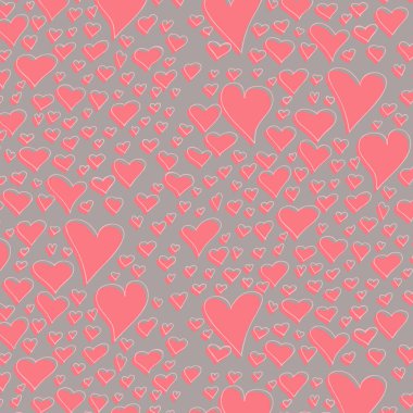 Sevgililer günü için kusursuz el çizimi kalp deseni, vektör illüstrasyonu