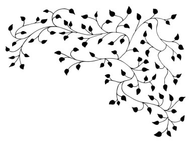 Çiçek dalları, yapraklar, bitkiler. Dekorasyon için dekoratif elementler. Elle çizilmiş vektör klasik botanik elementler. Çizgi çalışması. Botanik taslağı kalem çizimi