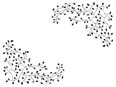 Çiçek dalları, yapraklar, bitkiler. Dekorasyon için dekoratif elementler. Elle çizilmiş vektör klasik botanik elementler. Çizgi çalışması. Botanik taslağı kalem çizimi