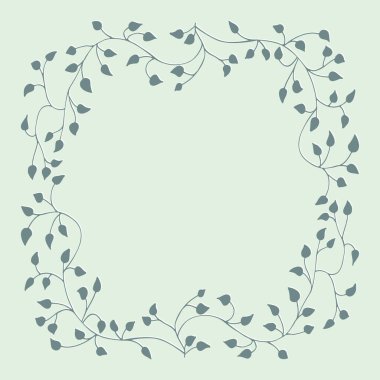 Yeşil renkte bahar deseni, ışık, sessiz arkaplan, ağaç dalları, yapraklar, bitkiler. Düz stil ile zarif, estetik, şık dekorasyon. Botanik elementlerin el çizimleri