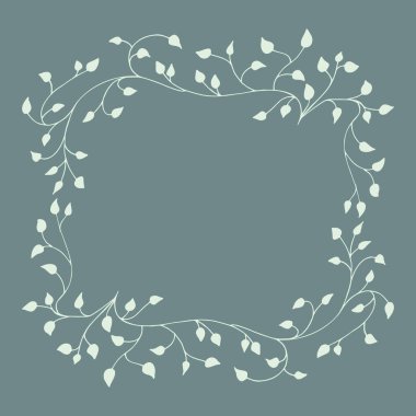 Yeşil renkte bahar deseni, ışık, sessiz arkaplan, ağaç dalları, yapraklar, bitkiler. Düz stil ile zarif, estetik, şık dekorasyon. Botanik elementlerin el çizimleri