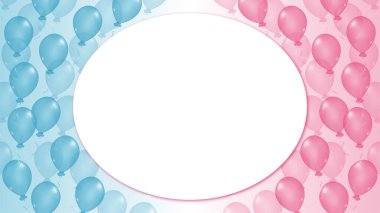  Cinsiyet partisi için pembe ve mavi balonlarla kutlama geçmişi. Erkek ya da kız. Doğmamış çocuğun cinsiyetini bil. Bebek partisi dekorasyonu. Bayram tebrik kartı ve davetiyesi için tasarım
