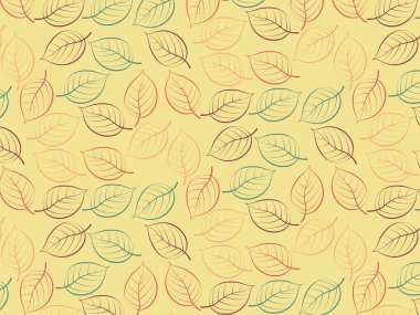 Renkli parlak sonbahar yapraklı kusursuz vektör deseni. İç tasarım, tekstil, posterler, ambalajlar, kumaş, kapak, afiş ve davetiye için botanik modern doğa arka planı.