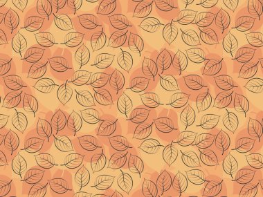 Kusursuz vektör pastel, yumuşak, sonbahar yapraklı sessiz desen. İç tasarım, tekstil, posterler, ambalajlar, kumaş, kapak, afiş ve davetiye için botanik modern doğa arka planı.