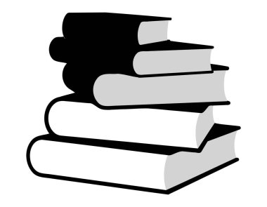 Monokrom ikonu. Kitap yığını, kitap yığını. Şeffaf arkaplanda logo izole edildi. Vektör illüstrasyonu