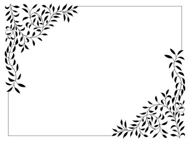 Bahar arkaplanı, çiçek dalı, yaprak, bitkiler. Dekorasyon için zarif, estetik, şık elementler. Klasik botanik elementlerin el çizimleri. Metin için boşluk