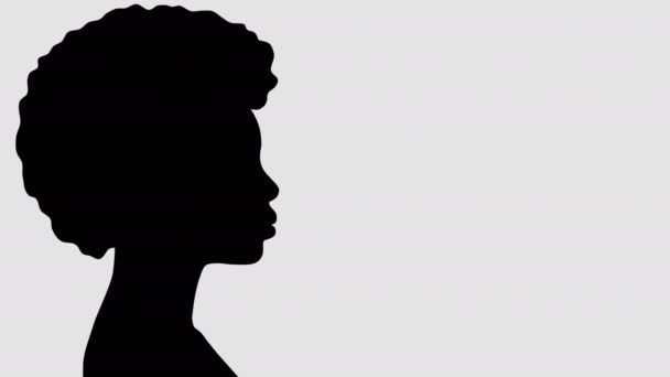 黑色历史月计算机图形学 一个非洲女孩的轮廓 背景浅薄 有文字 高质量的4K镜头 — 图库视频影像
