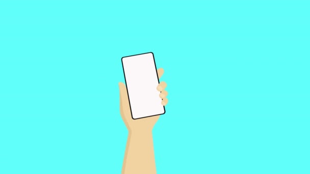 Animated Footage Human Hand Holding Smartphone White Screen Finger Second — Video Stock