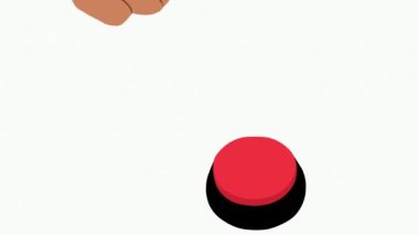 A dogs paw presses a red button with speech bubbles. Dog training is the concept of communicating with a pet. Talking dog toy. High quality 4k footage