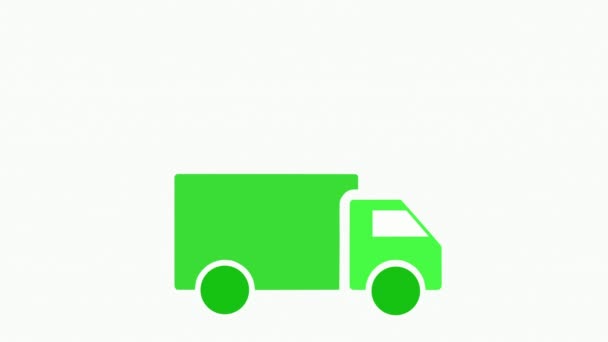 Green Truck White Leaves Eco Friendly Distribution Delivery Signs International — Stock video