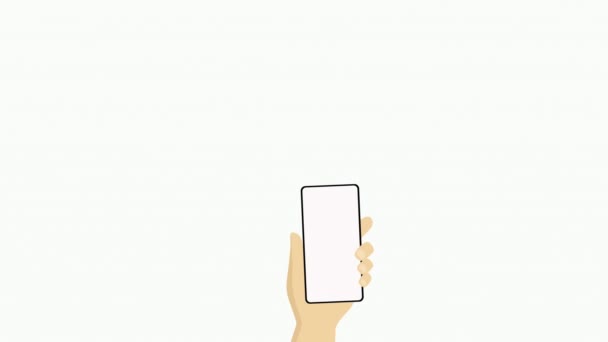 Animated Footage Human Hand Holding Smartphone White Screen Finger Second — Video Stock
