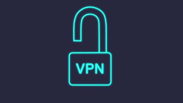 Illuminated Padlock Vpn Symbol Padlock Closes Symbolize Protection Vpn Protects — 图库视频影像