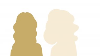 A variety of female silhouettes standing sideways. Strong and brave girls of different nationalities support each other. Concept of equality, international womens day, activism, feminism. Silhouette