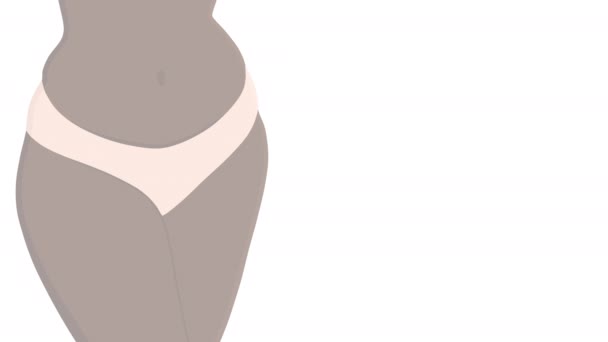 下着姿の浅黒い肌の女のシルエット テキストが表示されます 女性の健康 アニメーションビデオ コンピュータグラフィックス 高品質4K映像 — ストック動画