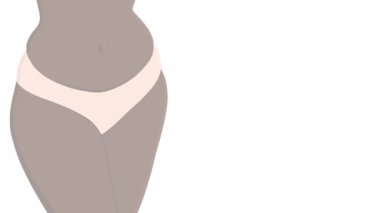 Silhouette of a dark-skinned woman in her underwear. The text appears - Womens Health. Animated video, computer graphics. High quality 4k footage