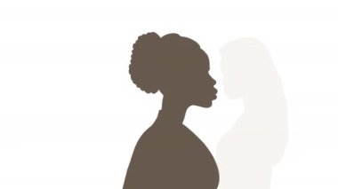 Silhouette of a dark-skinned woman in her underwear. The text appears - Womens Health. Animated video, computer graphics. High quality 4k footage
