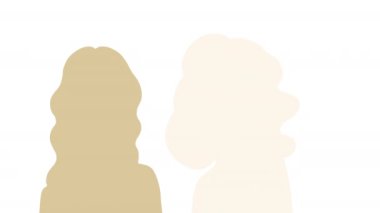 A variety of female silhouettes standing sideways. Strong and brave girls of different nationalities support each other. Concept of equality, international womens day, activism, feminism. Silhouette