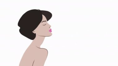 Farklı ten tipleri olan bir kız figürü. Farklı ten renginde siyah saçlı kadınların 4K animasyonu. Çok kültürlülük birlik kavramıdır. Yüksek kalite 4k görüntü