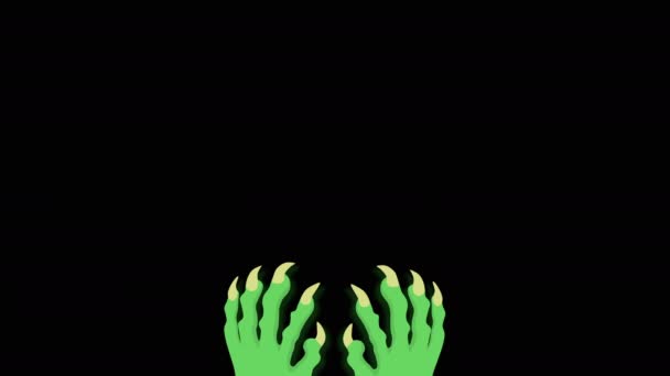 Goblin Χέρια Μακριά Νύχια Κόκκινο Φόντο Goblin Mode Επιγραφή Εμφανίζεται — Αρχείο Βίντεο