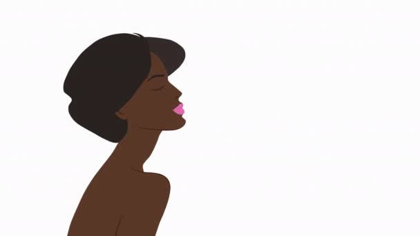 Figura Una Chica Con Diferentes Tipos Piel Animación Imágenes Mujeres — Vídeo de stock