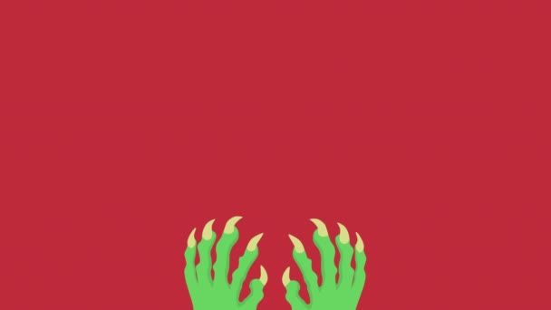 妖精的手和长长的爪子在红色的背景上 妖精模式的题词出现了 妖精模式 或一种冷漠 松懈和拒绝工作的状态 计算机图形 视频说明 — 图库视频影像