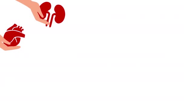 Manos Sosteniendo Órganos Humanos Día Mundial Donación Órganos Concepto Donación — Vídeo de stock