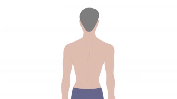 Animiertes Video Eines Mannes Mit Rückenschmerzen Medizinischem Pflaster Zur Linderung — Stockvideo