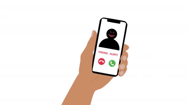 Mano Tiene Telefono Cui Arriva Chiamata Dal Truffatore Concetto Crimine — Video Stock