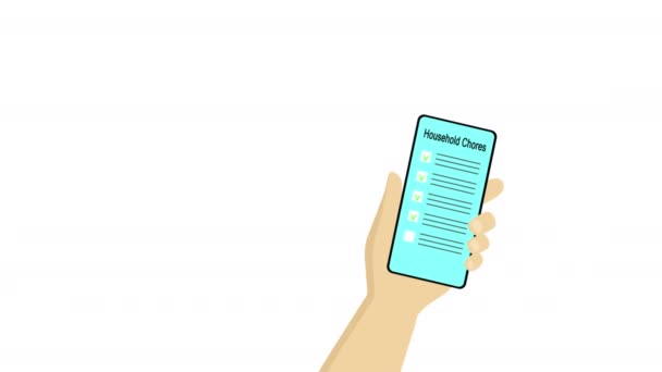 Pessoa Segurando Telefone Celular Sua Mão Fazendo Uma Nota Uma — Vídeo de Stock