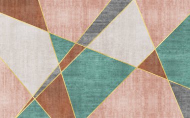 Soyut geometrik renk bloklarından oluşan sanatsal desen ve sanatsal çizgi halısı.